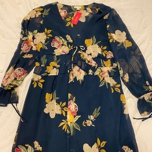 Navy blue floral dress